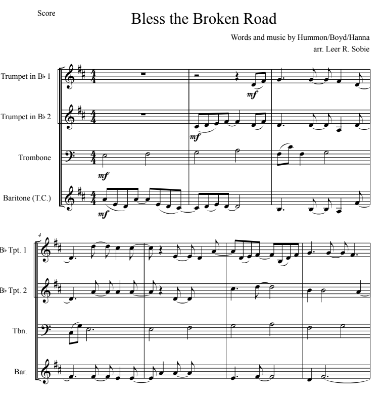 Bless The Broken Road - Brass Quartet