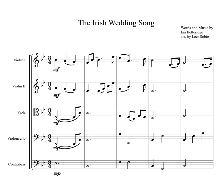 Irish Wedding Song - String Quartet/Quintet