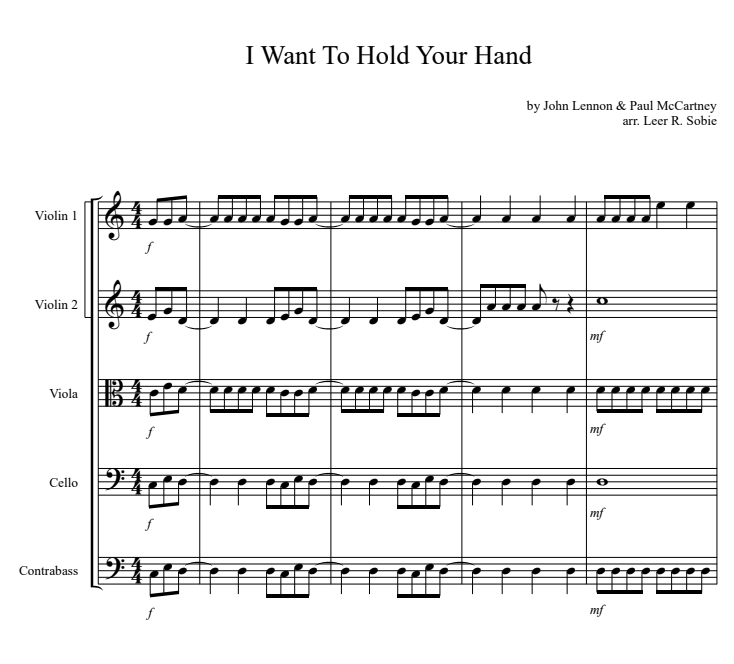 I Want To Hold Your Hand - String Quartet